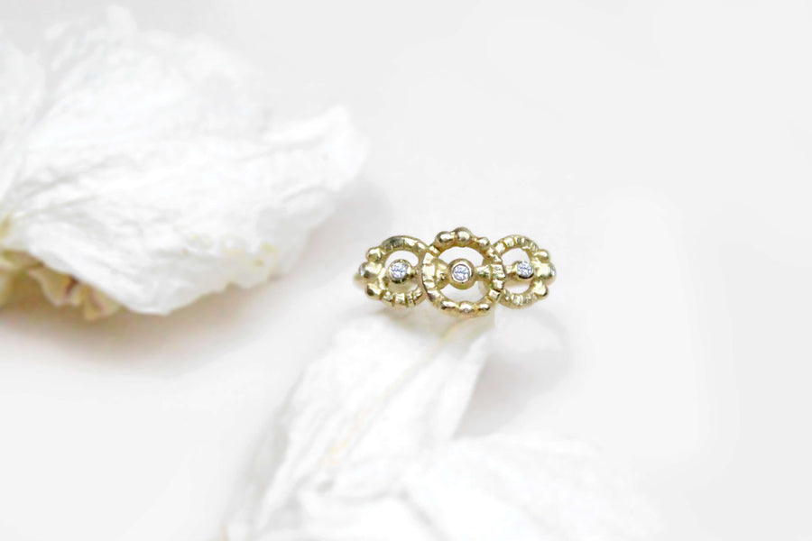 14k solid gold diamond Tali ring, ready to ship