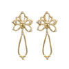 Solid 14k gold diamond dangle Orchid earrings