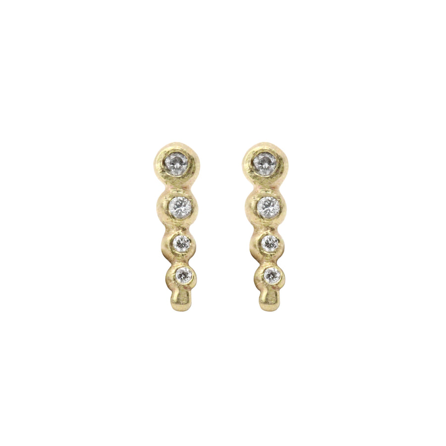 14k solid gold diamond Aria stud earrings, ready to ship