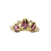 14k solid gold rhodolite garnet diamond Daphne ring, ready to ship