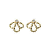 Solid 14k gold diamond stud Mini Orchid earrings, ready to ship