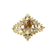 14k solid gold natural diamond Rustic Diamond Dahlia ring