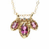 solid 14k gold rhodolite garnet Diamond Bloom necklace, ready to ship