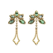 Solid 14k gold tourmaline diamond Amaryllis dangle earrings