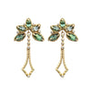 Solid 14k gold tourmaline diamond Amaryllis dangle earrings