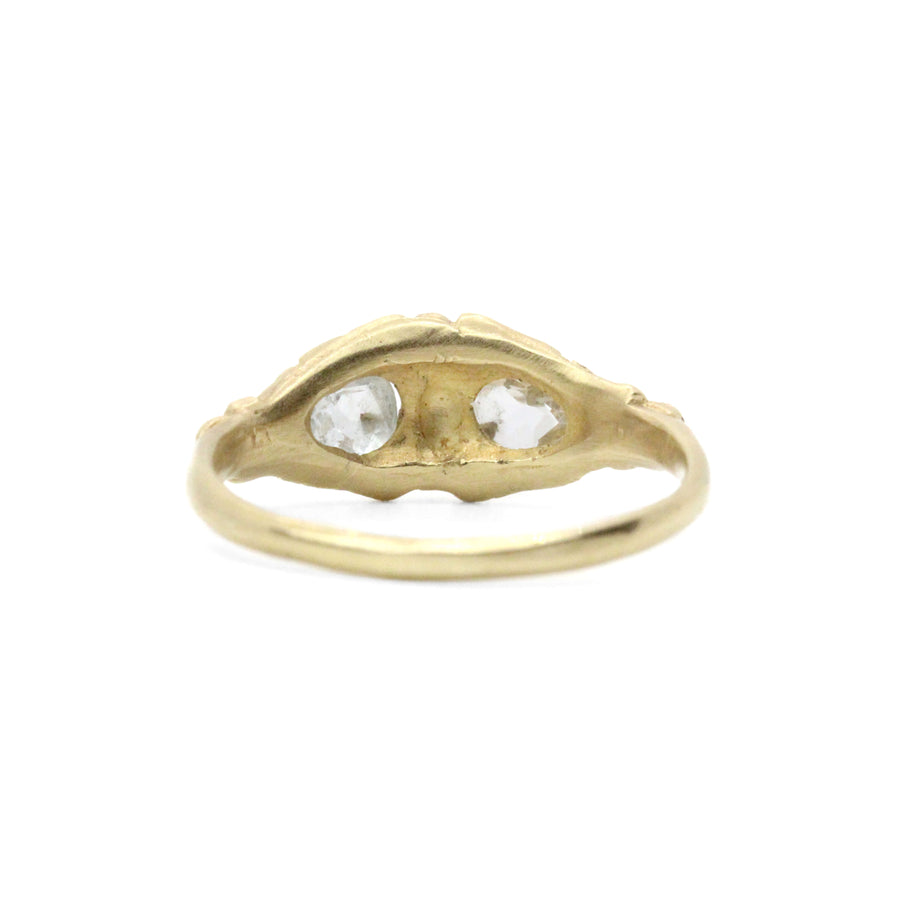14k solid gold white sapphire diamond Masque ring, ready to ship